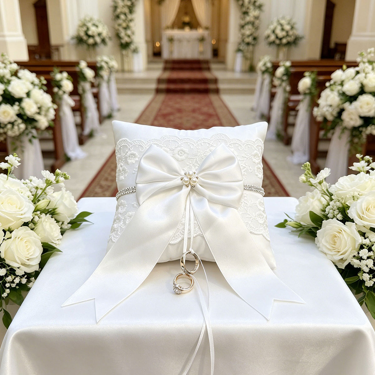 Ring Bearer Pillow - Almofada de Casamento em Renda Branca