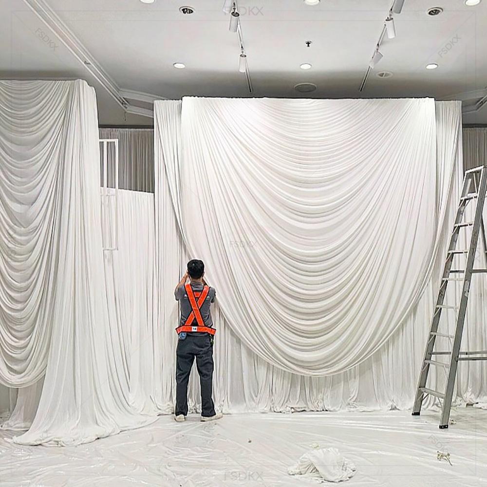 Wedding Backdrop Curtain - Fsdkx barato branco gelo seda pano