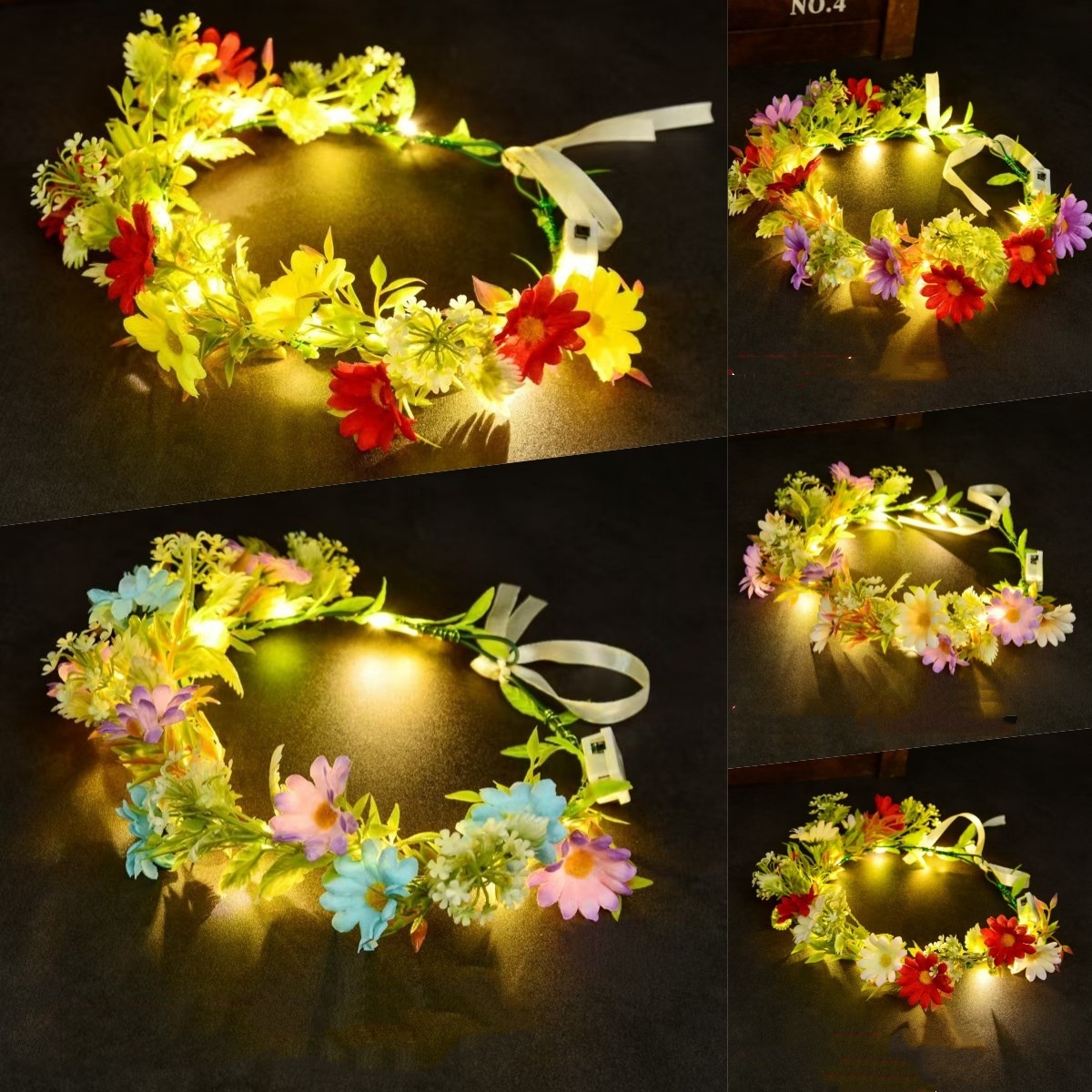 Wedding Arch Flower - Coroa de flores com luzes LED,