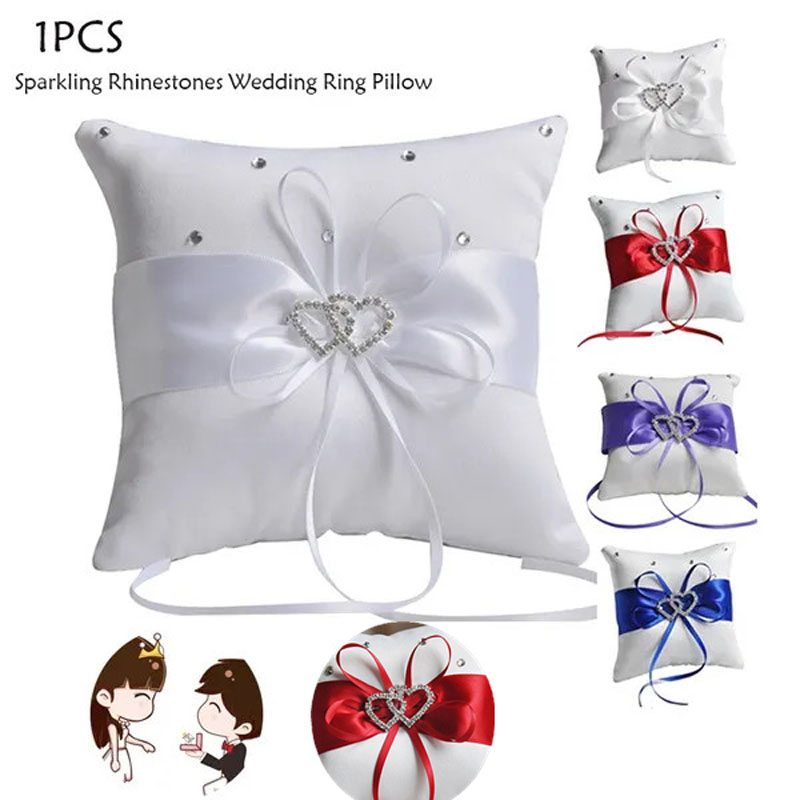 1 pçs 10*10cm strass brilhante - Ring Bearer Pillow avaliação e preço