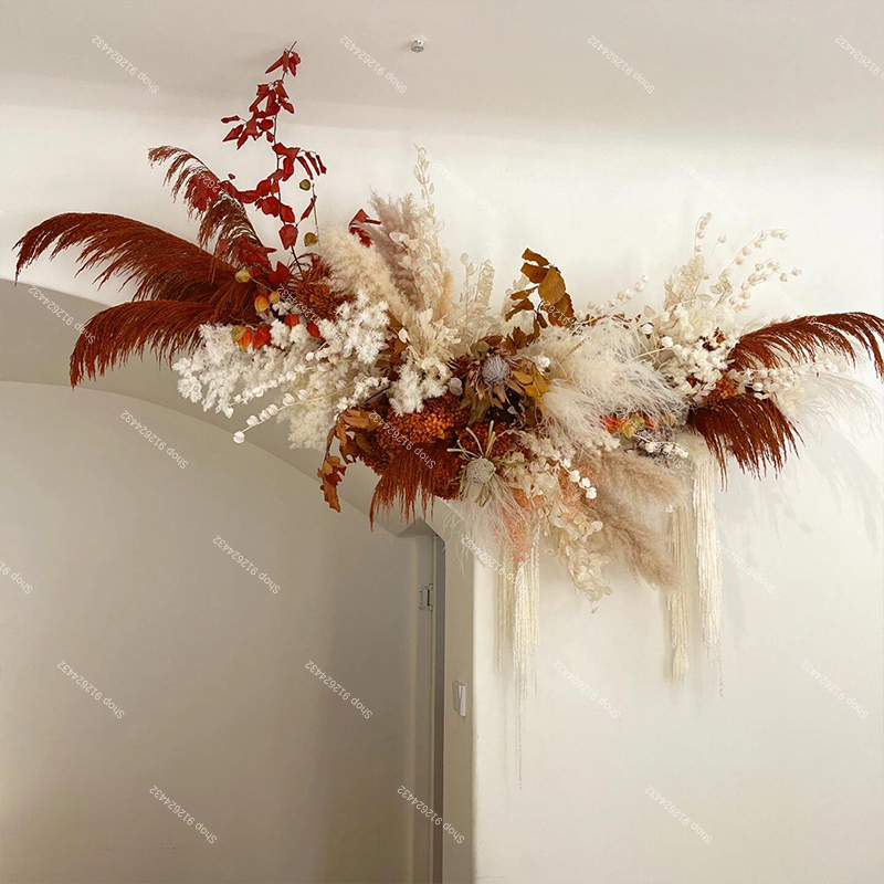 Pampas grama artificial rosa f - Wedding Arch Flower avaliação e preço