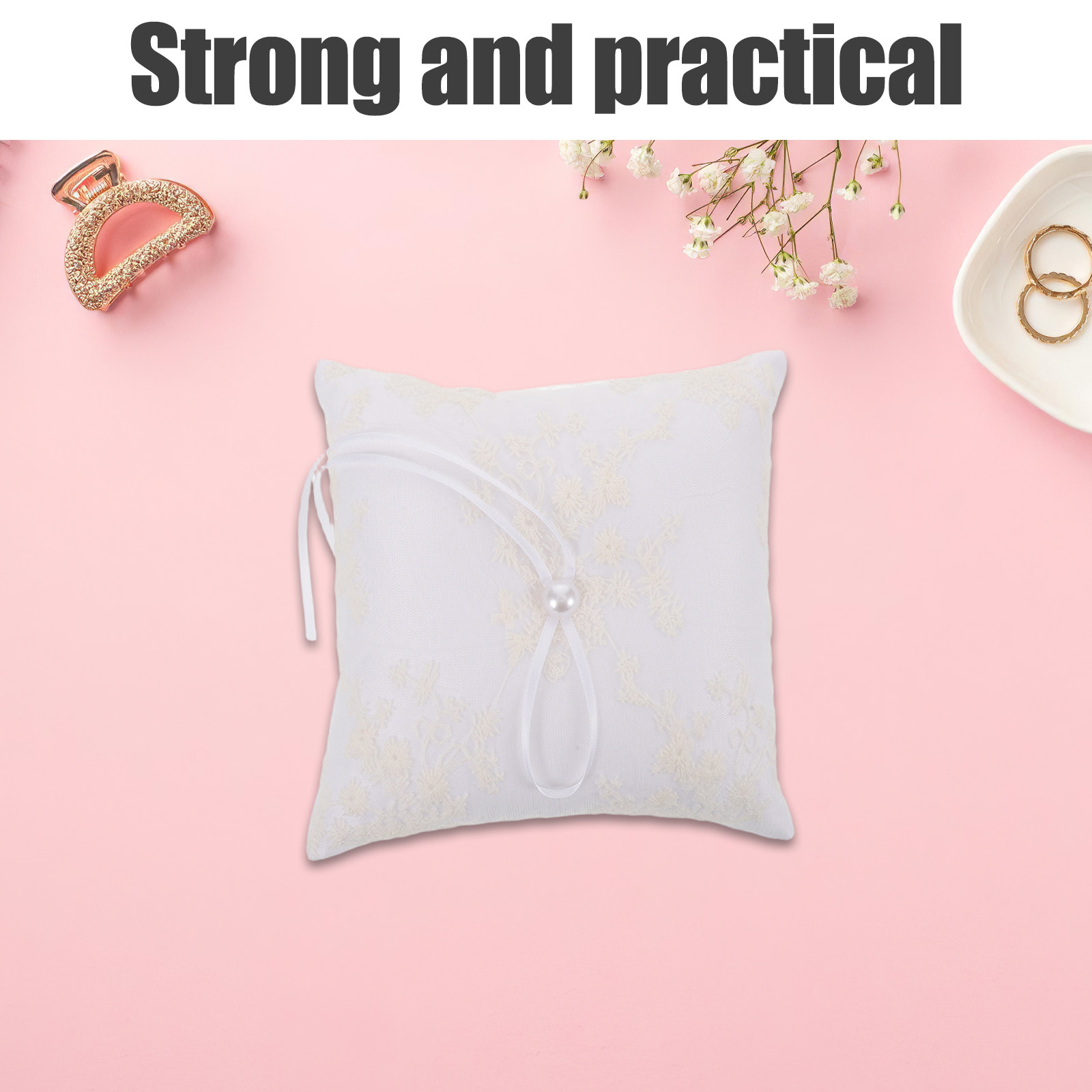 Almofada de Cetim Branca para  - Ring Bearer Pillow avaliação e preço