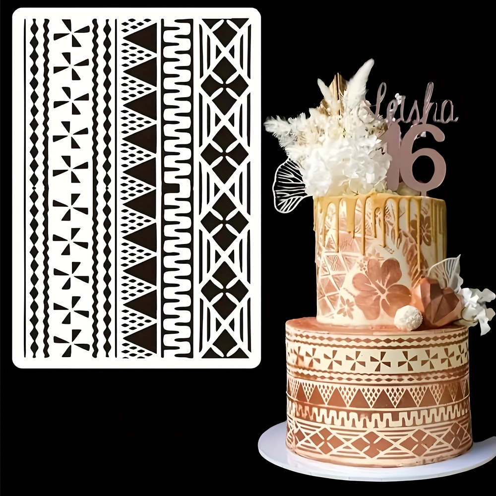 1 unidade de estêncil floral p - Wedding Cake Supply avaliação e preço